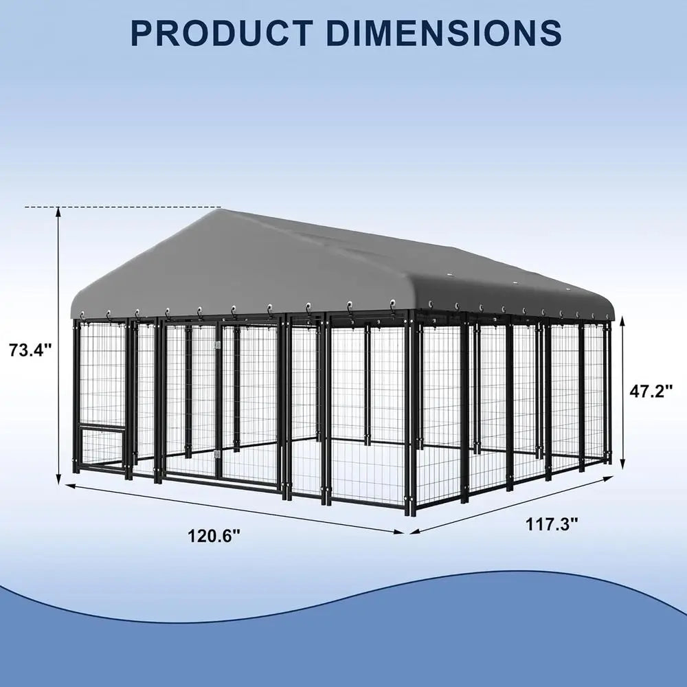 XMSJ Heavy Duty Outdoor Dog Kennel With Roof And Galvanized Steel