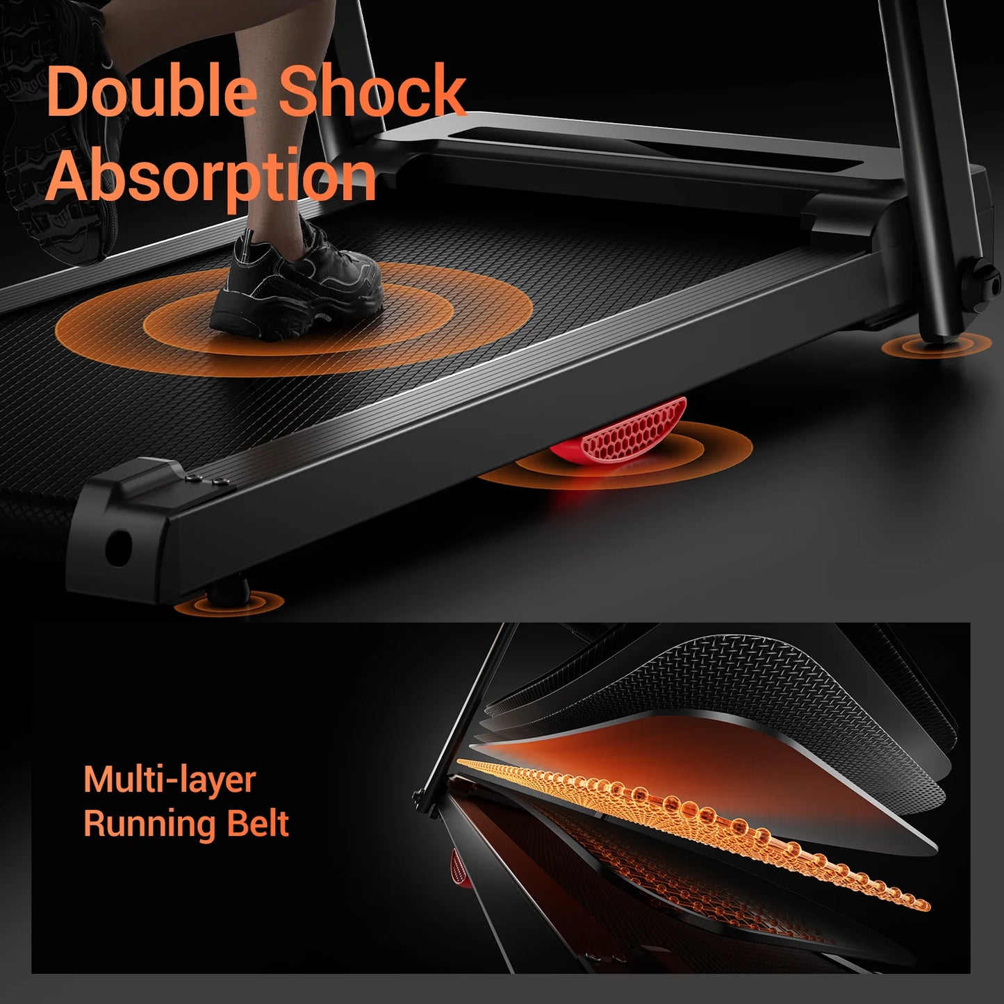 NONEDriving 3.0HP Brushless Foldable Home Treadmill With Heart Rate Monitor