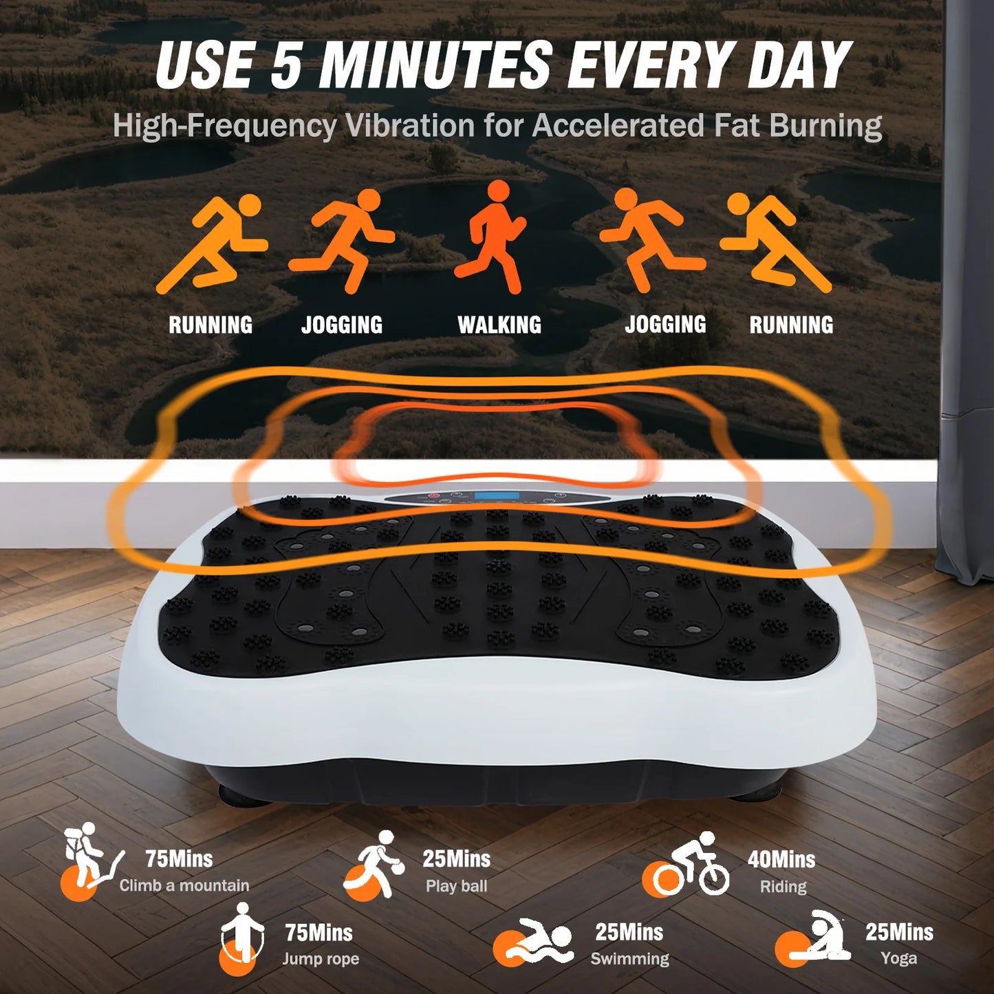 Full Body Vibration Plate Exercise Machine With Resistance Bands