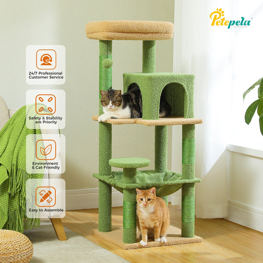 PETEPELA Cat Tree 5-Level Tower For Indoor Cats Large Hammock