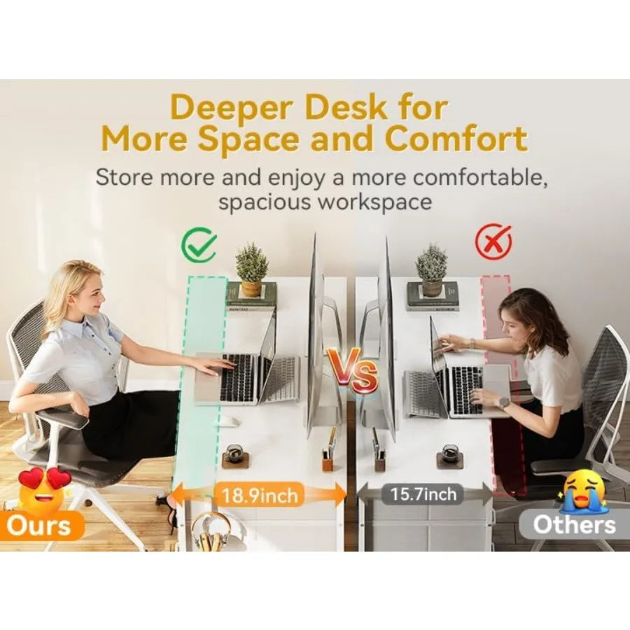 Modern Desk With 8 Fabric Drawers For Home Office Gaming