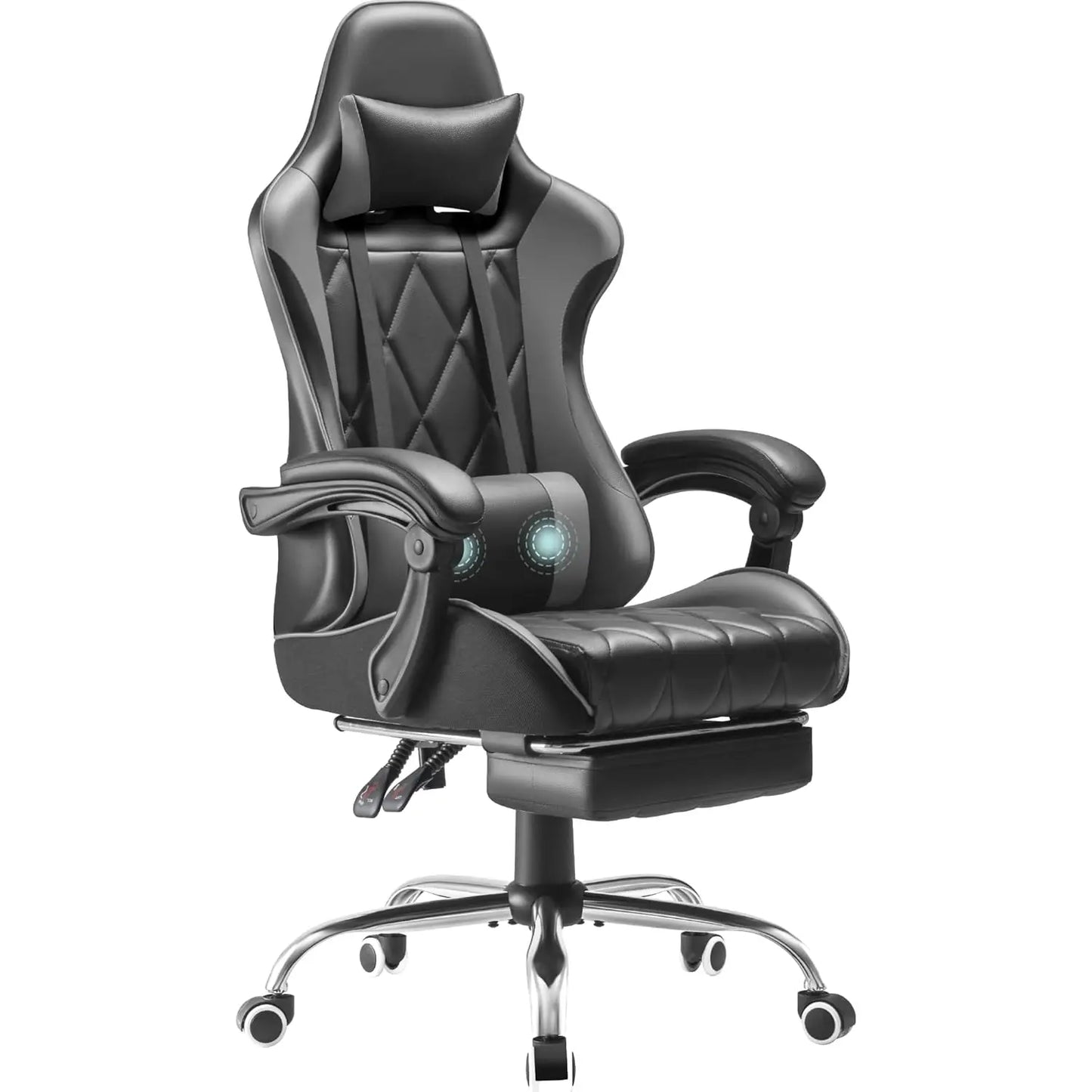 Gaming Chair With Footrest And Massage Lumbar Support