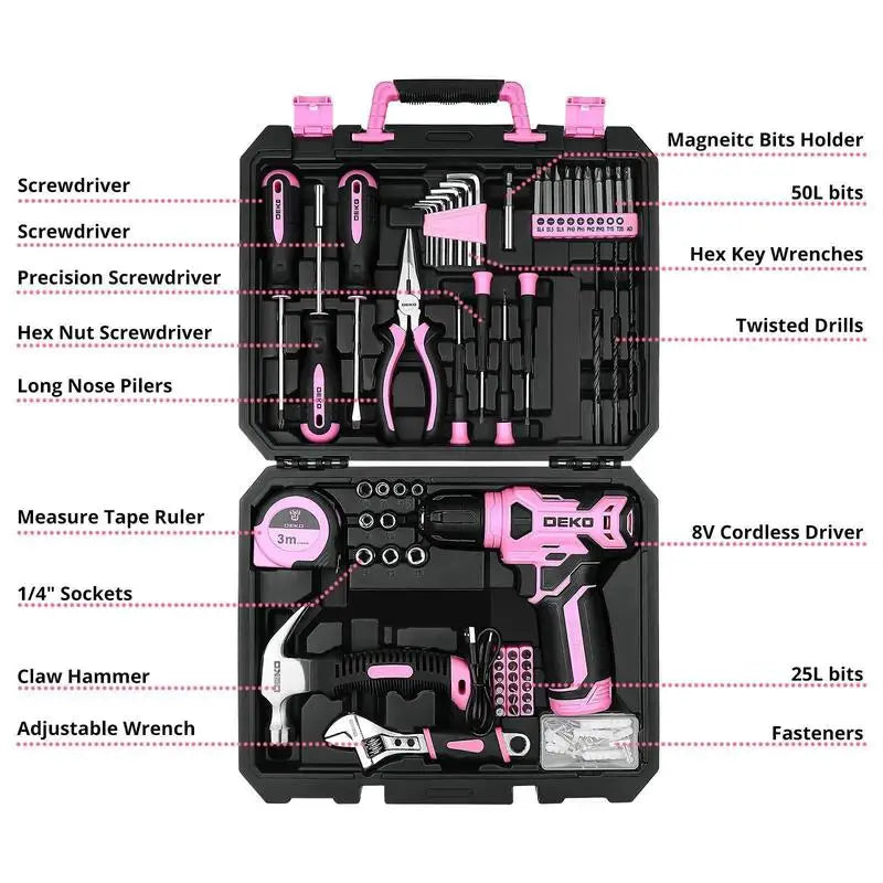 8V Cordless Drill Set 126-Piece Tool Kit With Storage