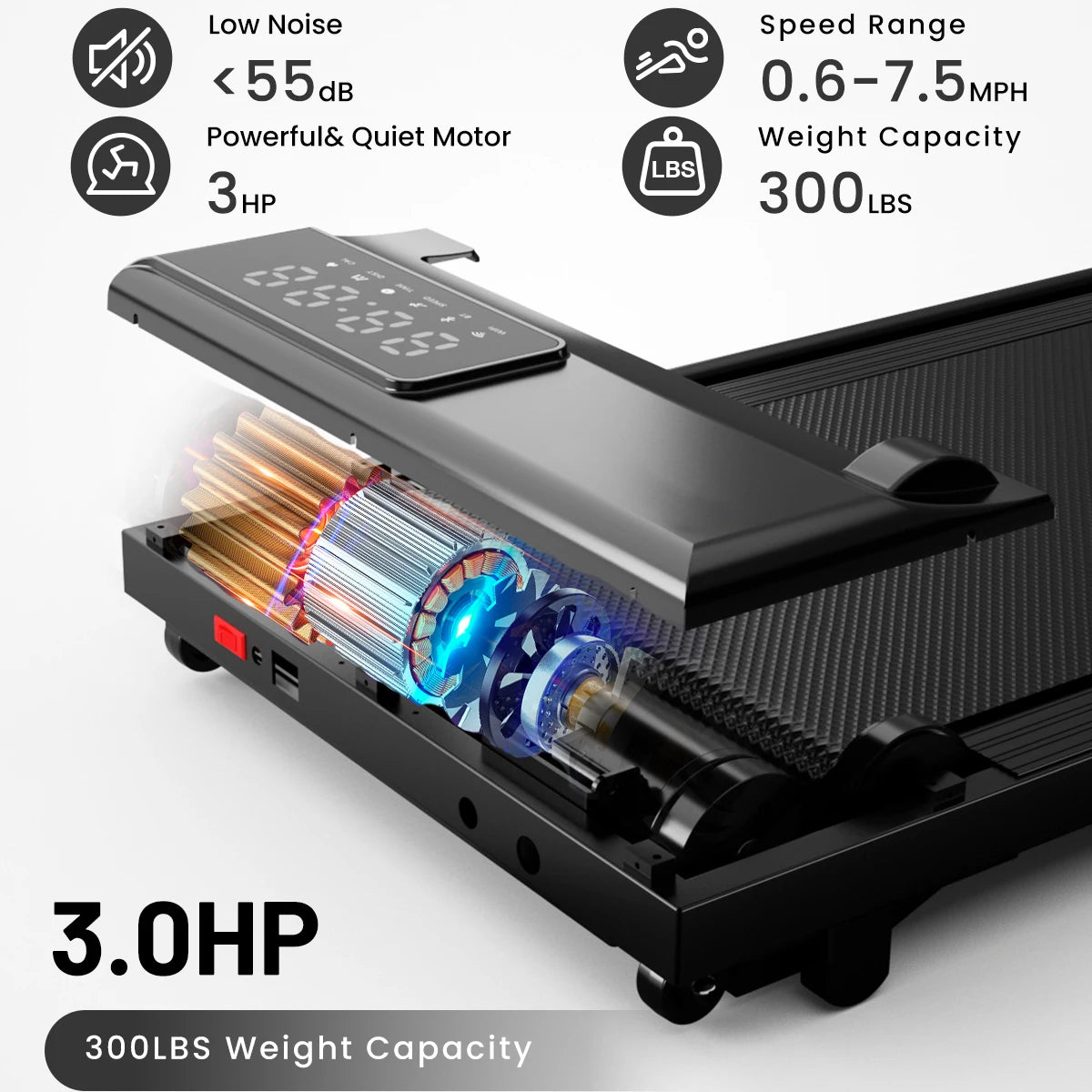 Superun 3in1 Treadmill Walking Pad With LED Screen Remote Control