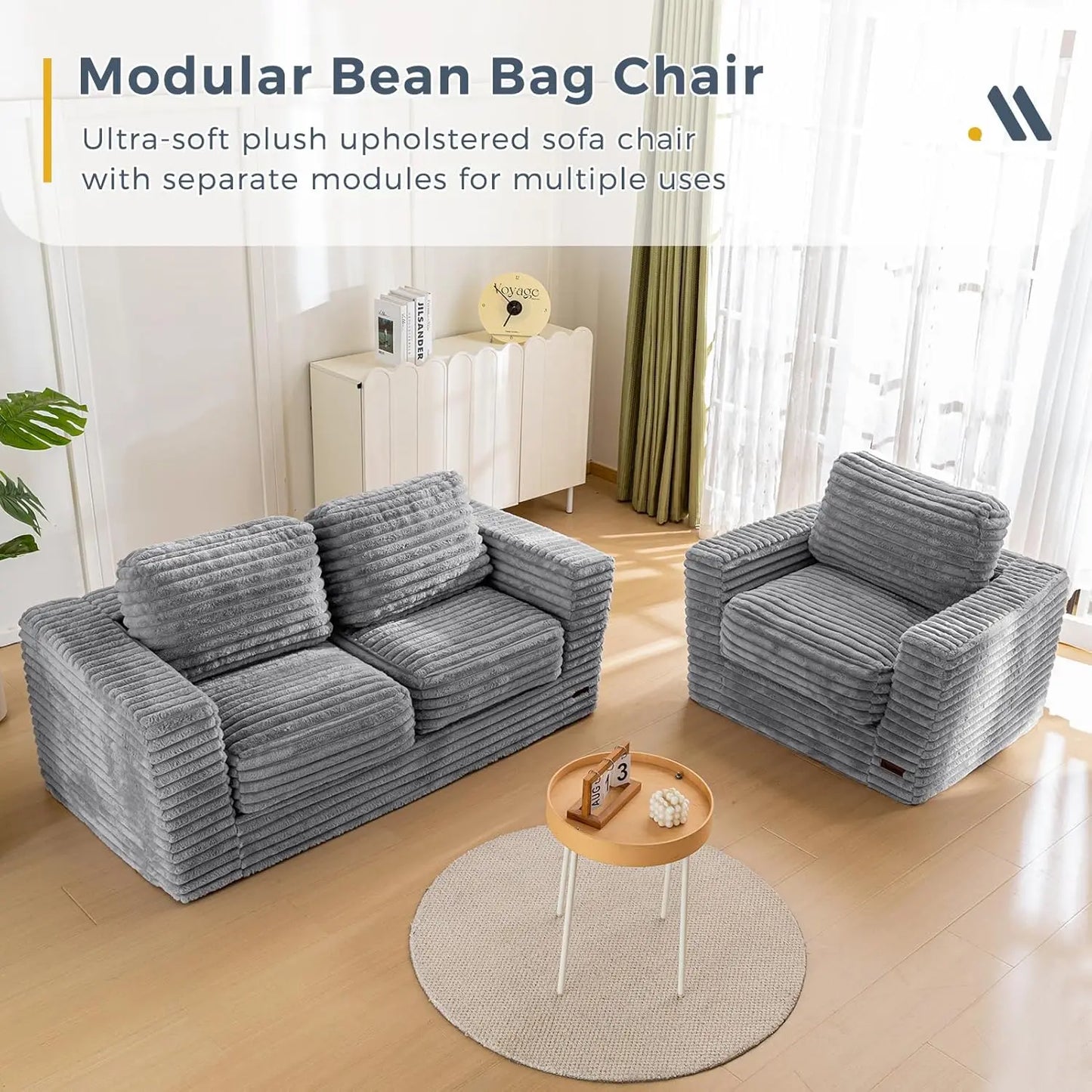 Bean Bag Sofa Chair With Pillows And Armrests Living Room