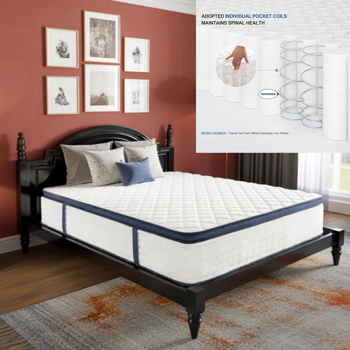 Amztree Hybrid Mattress Memory Foam Gel For Pressure Relief Cooling