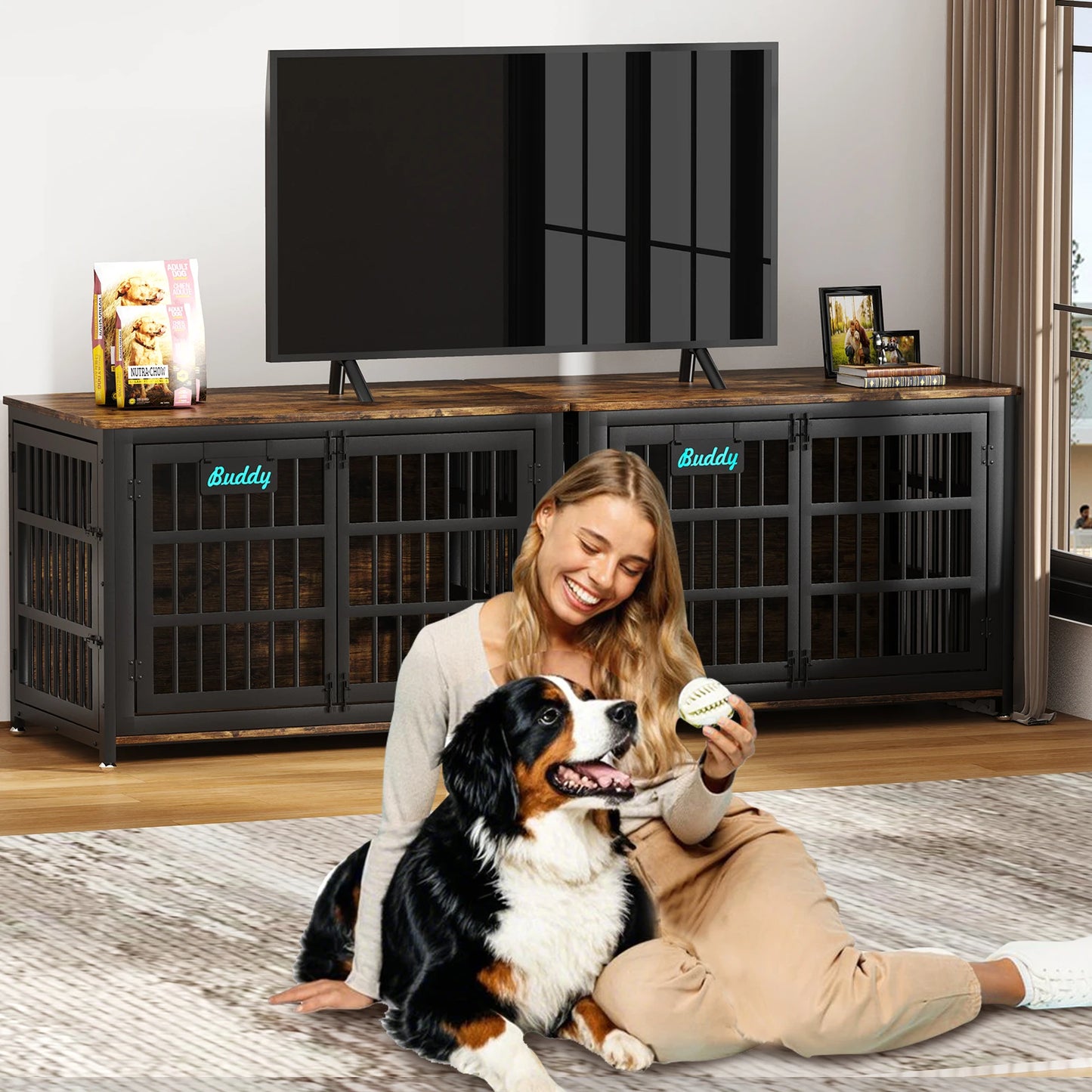 Dog Crate Furniture With Casters Heavy Duty Indoor Kennel