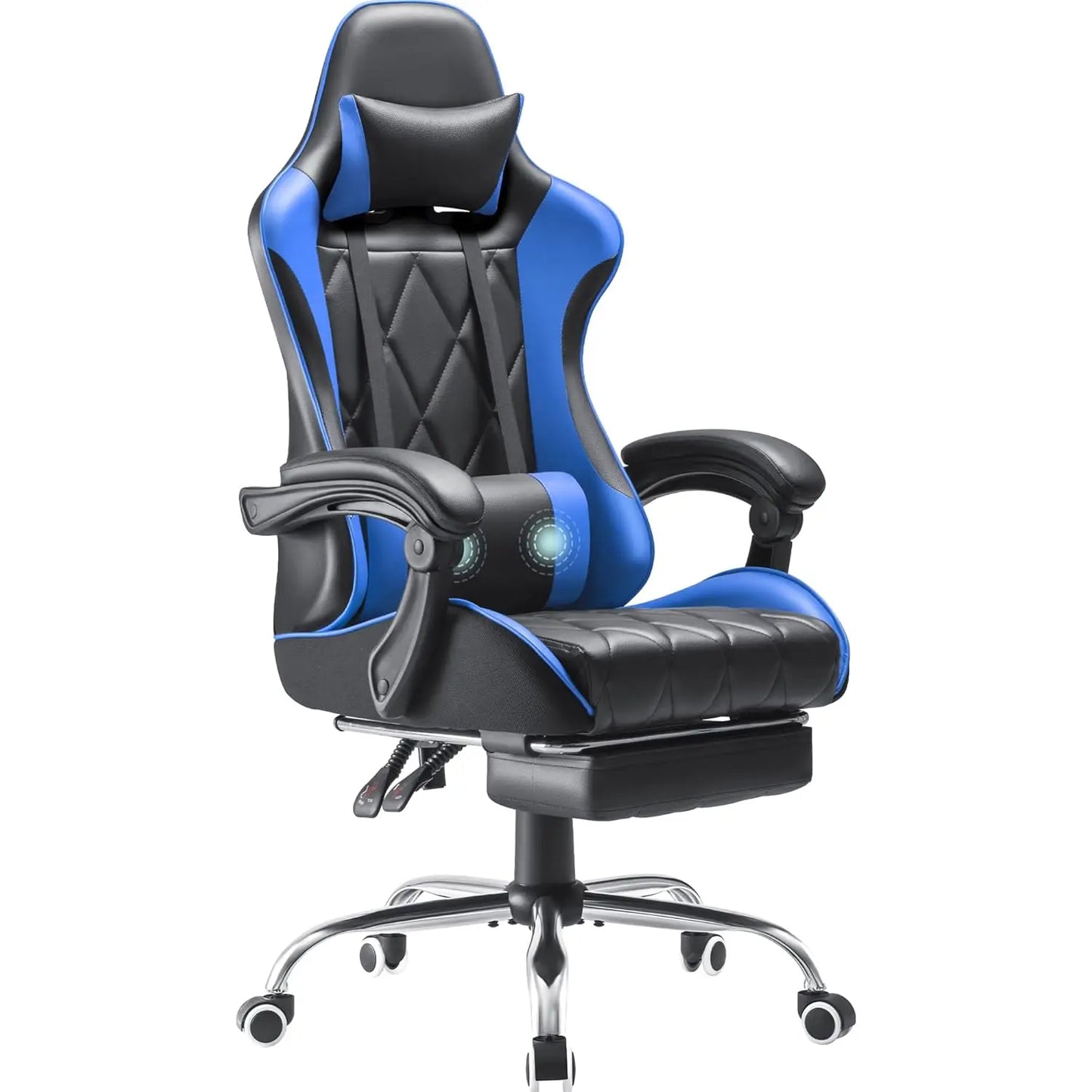 Gaming Chair With Footrest And Massage Lumbar Support