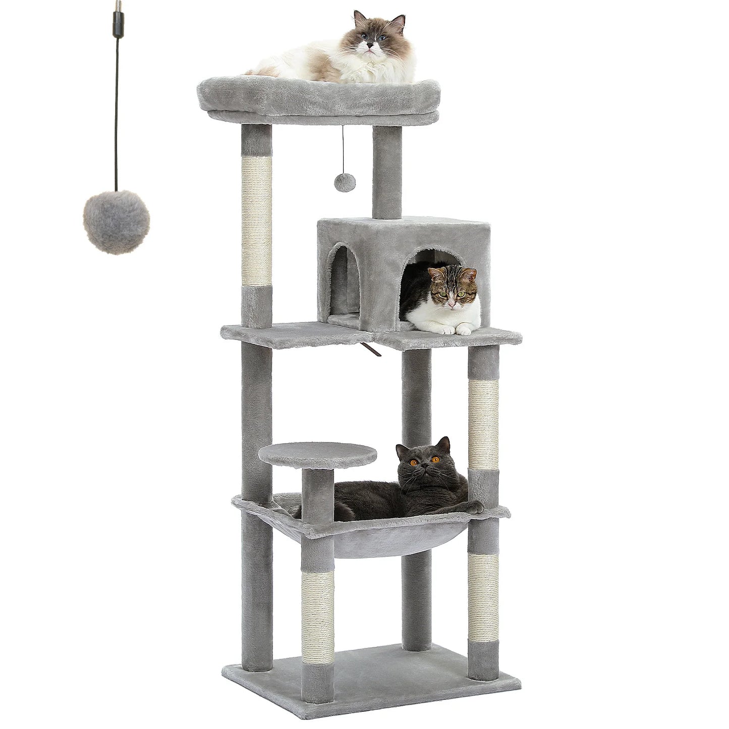 PAWZ Road Cat Tree Indoor 5-Level Tower With Hammock And Scratching Posts