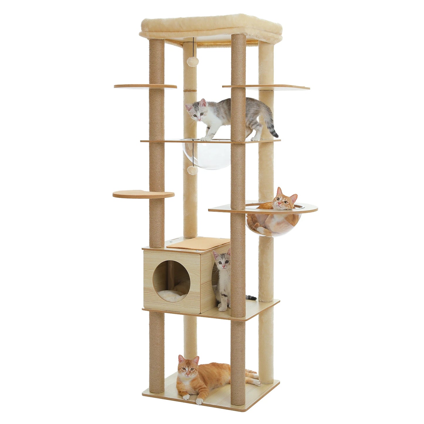 PAWZ Ro Multi Level Cat Tree Indoor Wood Tower With Scratching Posts