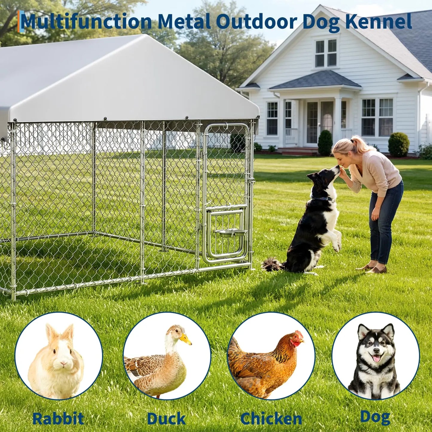 DishyKooker Heavy Duty Outdoor Dog Kennel With Roof Cover