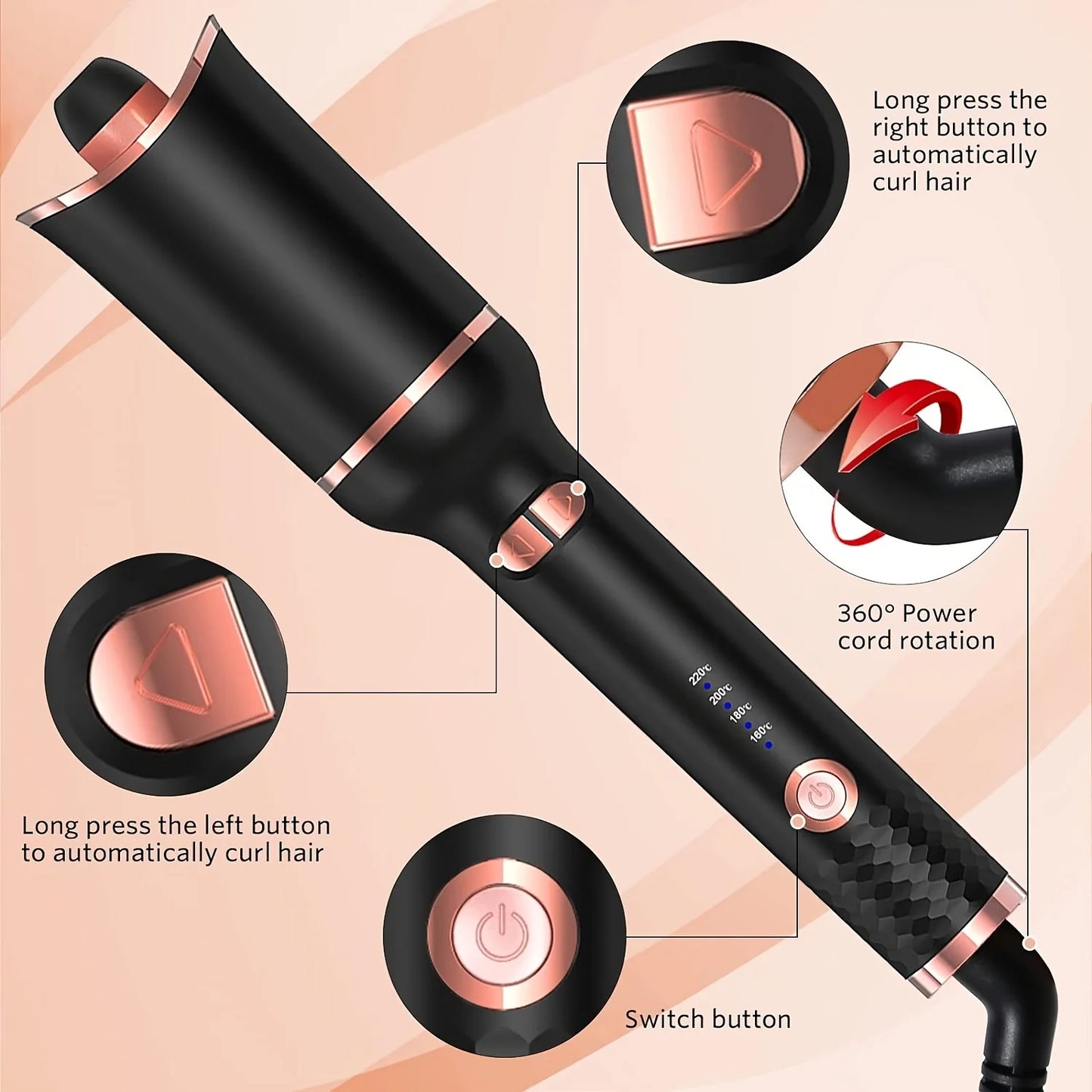UKLISS Automatic Hair Curler Ceramic Rotating Styler