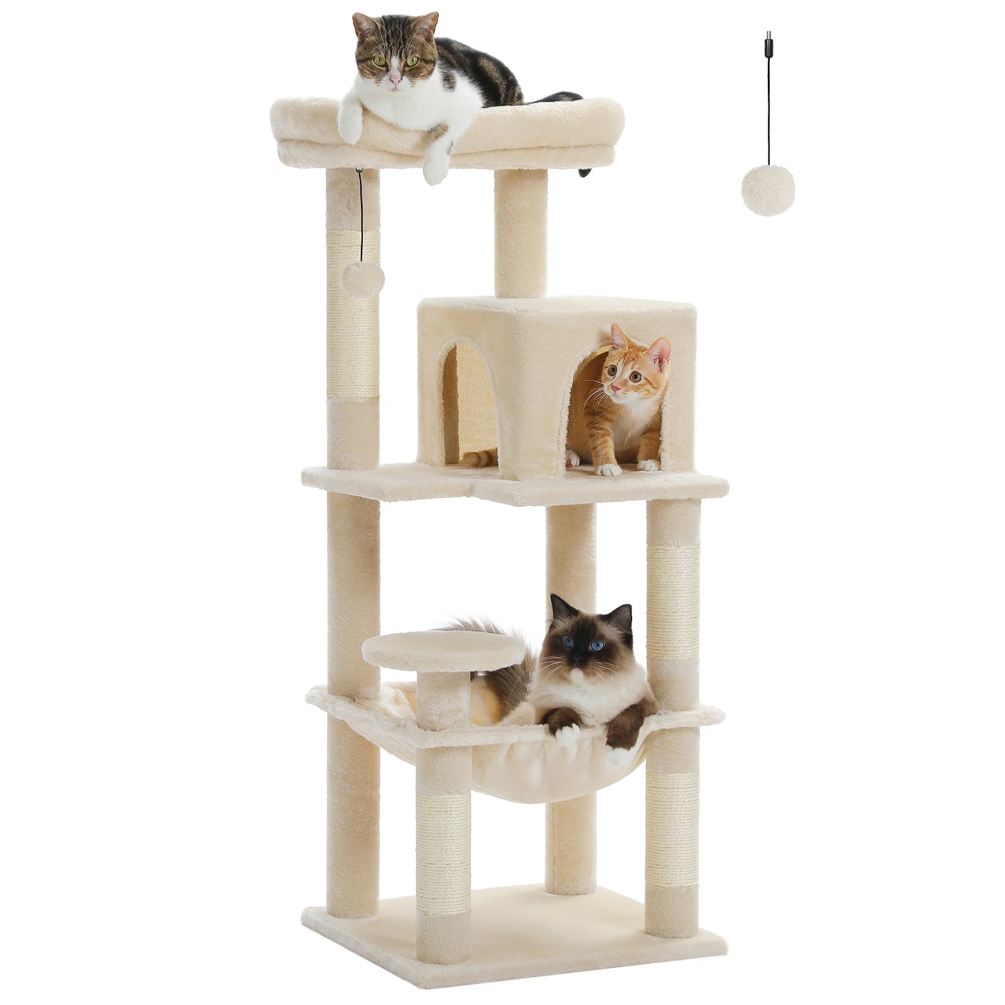 PETEPELA Cat Tree 5-Level Tower For Indoor Cats Large Hammock