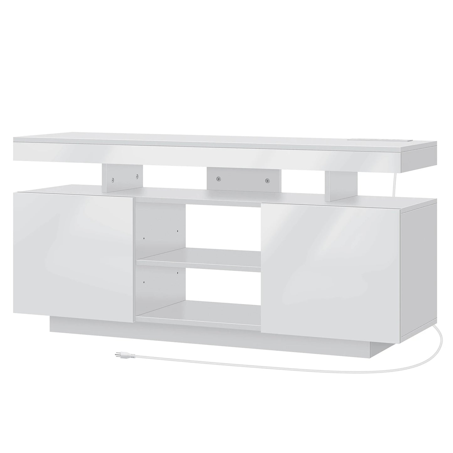 LED TV Stand Entertainment Center With Storage And Outlets