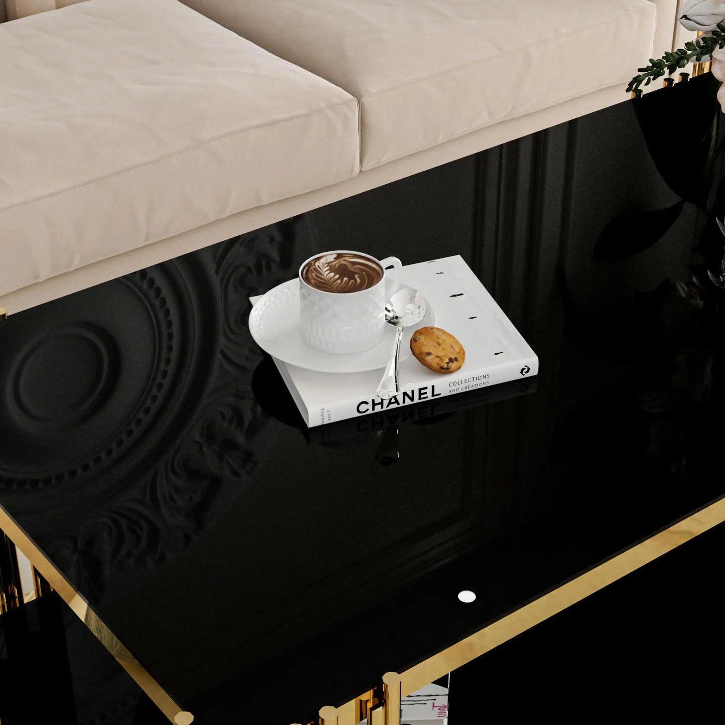 Stainless Steel Rectangular Glass Coffee Table Modern Living Room