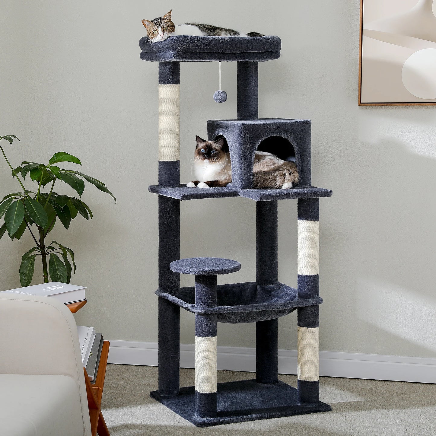 PAWZ Road Cat Tree Indoor 5-Level Tower With Hammock And Scratching Posts