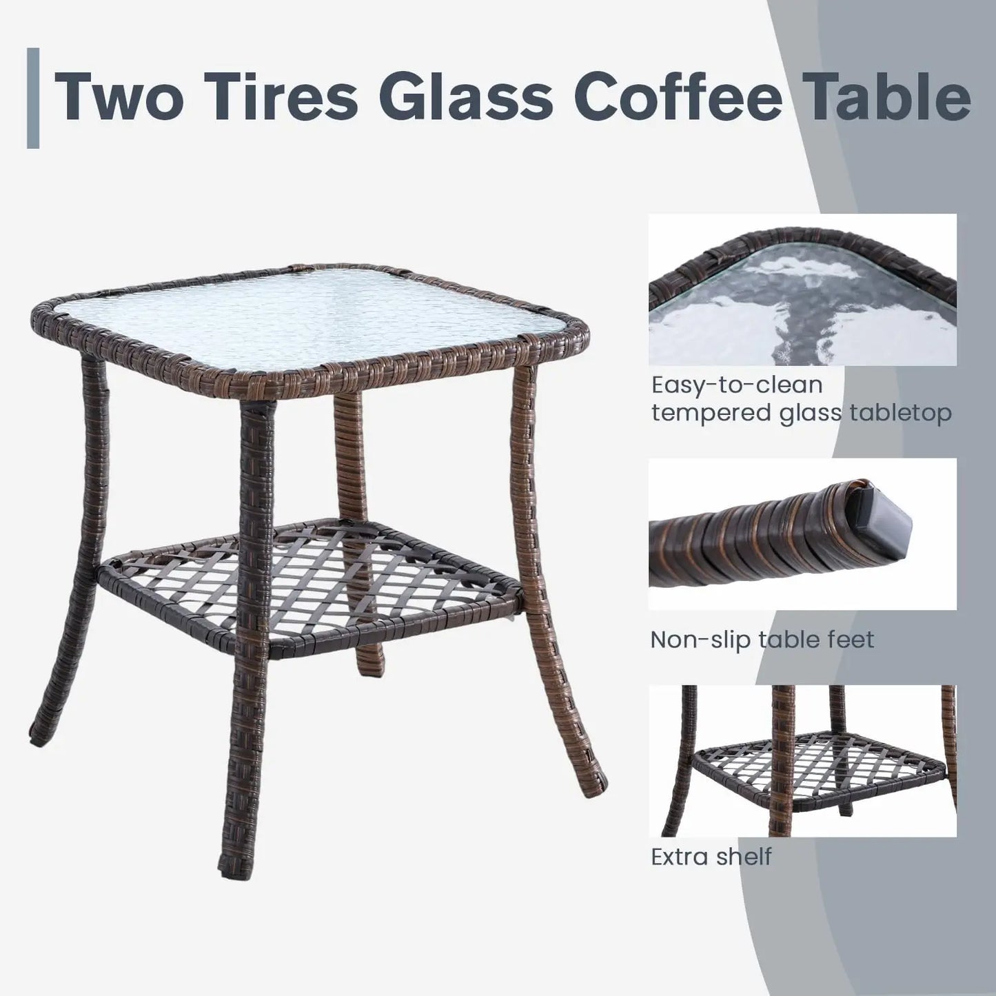3 Piece Patio Bistro Set With Table All Weather Cushions
