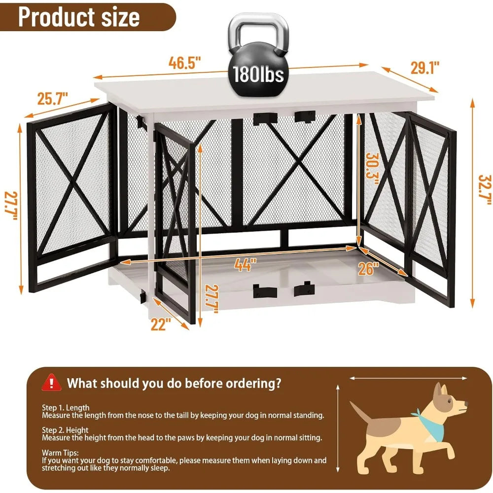 Heavy Duty Indoor Dog Crate For Large Breeds Double Doors Engineered Wood