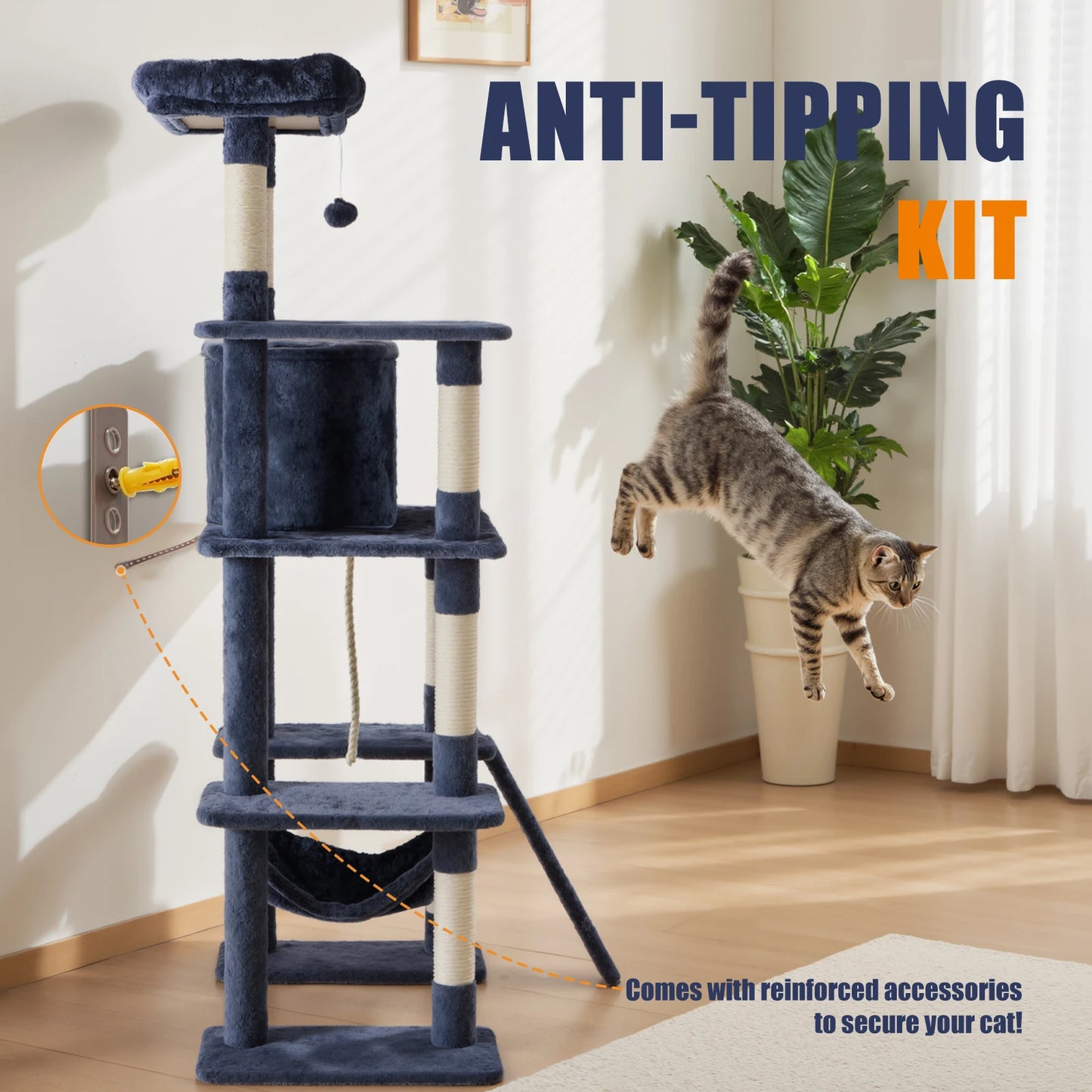 JHK Cat Tree Tower For Indoor Cats Multi Level Scratching Posts