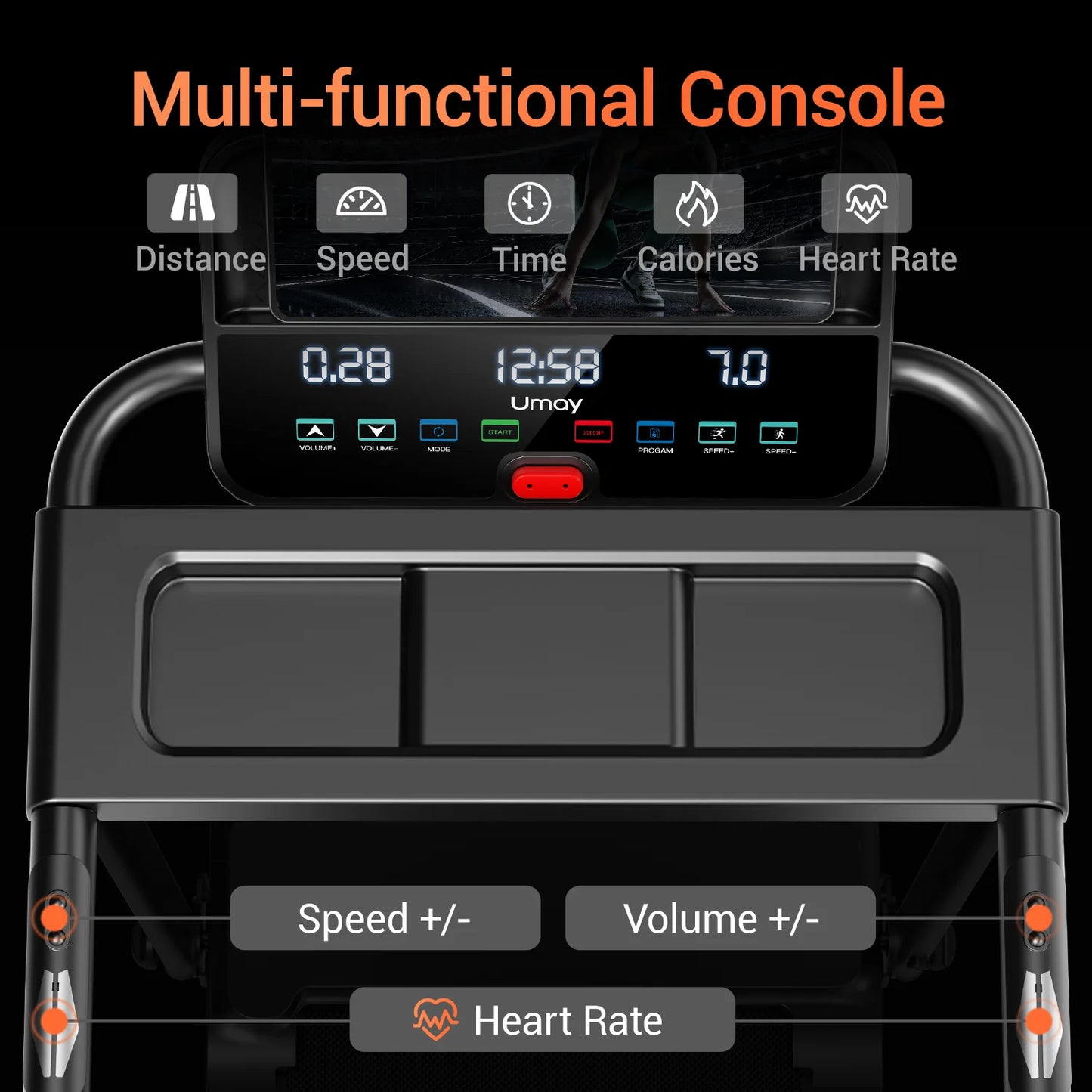 NONEDriving 3.0HP Brushless Foldable Home Treadmill With Heart Rate Monitor
