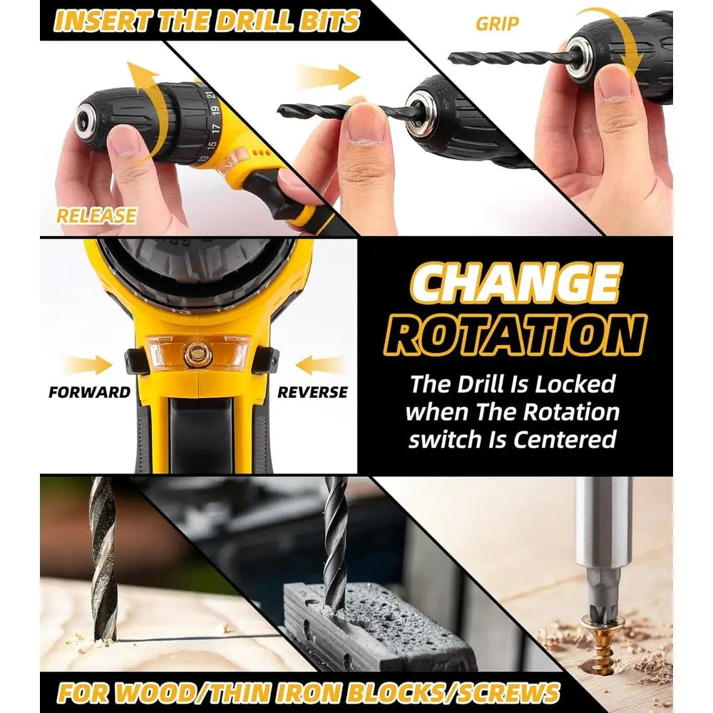 XMSJDIY 12V Drill Driver Combo Kit Cordless Power Tool Set