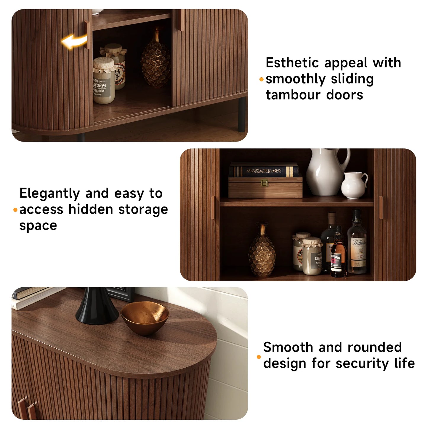 ONBRILL Sideboard Buffet Cabinet With Sliding Door Adjustable Shelf