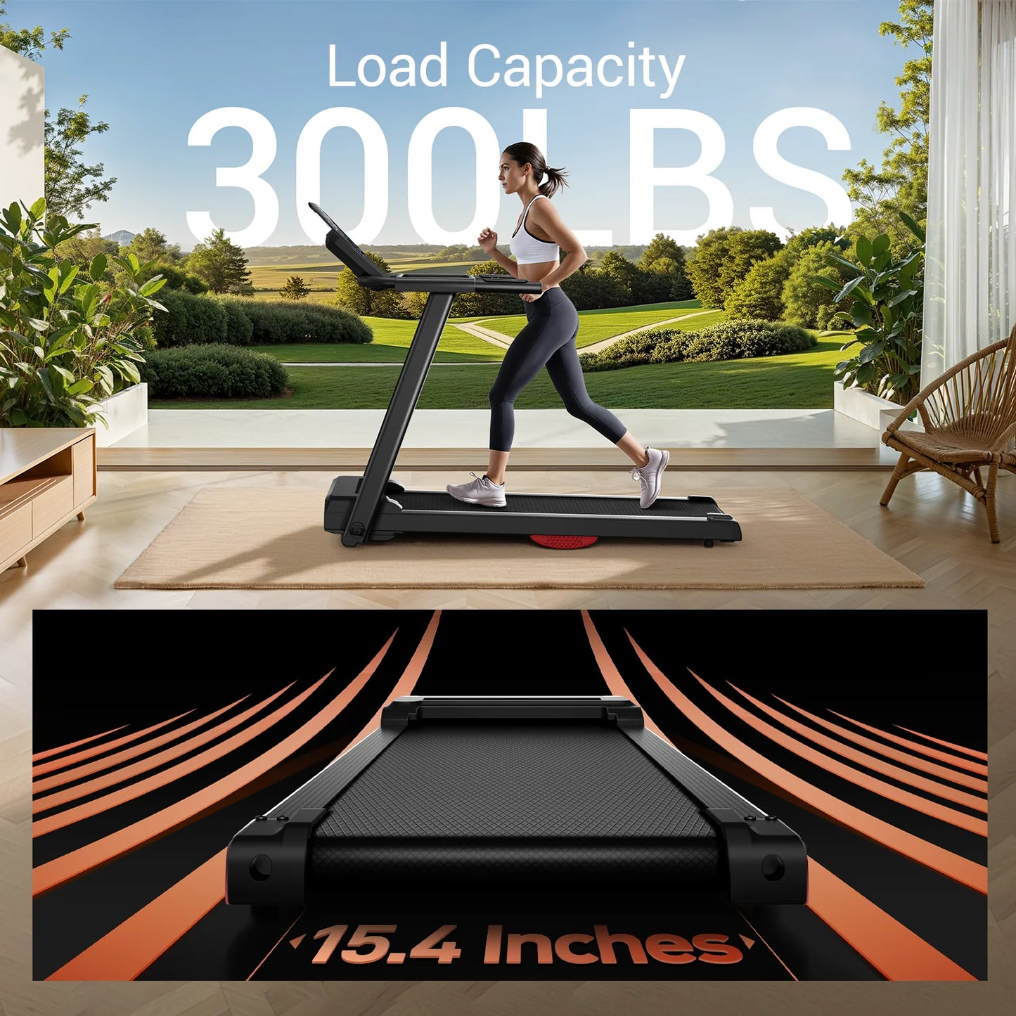 NONEDriving 3.0HP Brushless Foldable Home Treadmill With Heart Rate Monitor