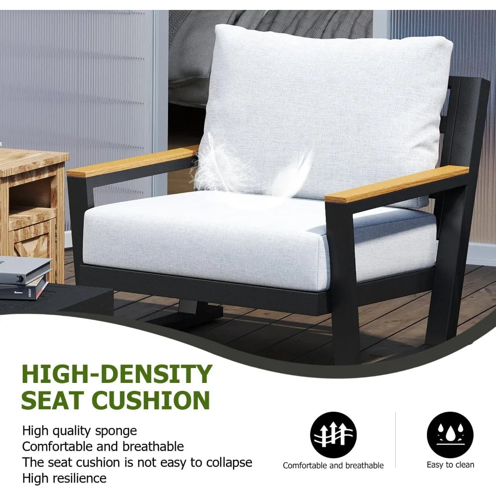 Aluminum Outdoor Patio Furniture Set With Coffee Table 5 Seats