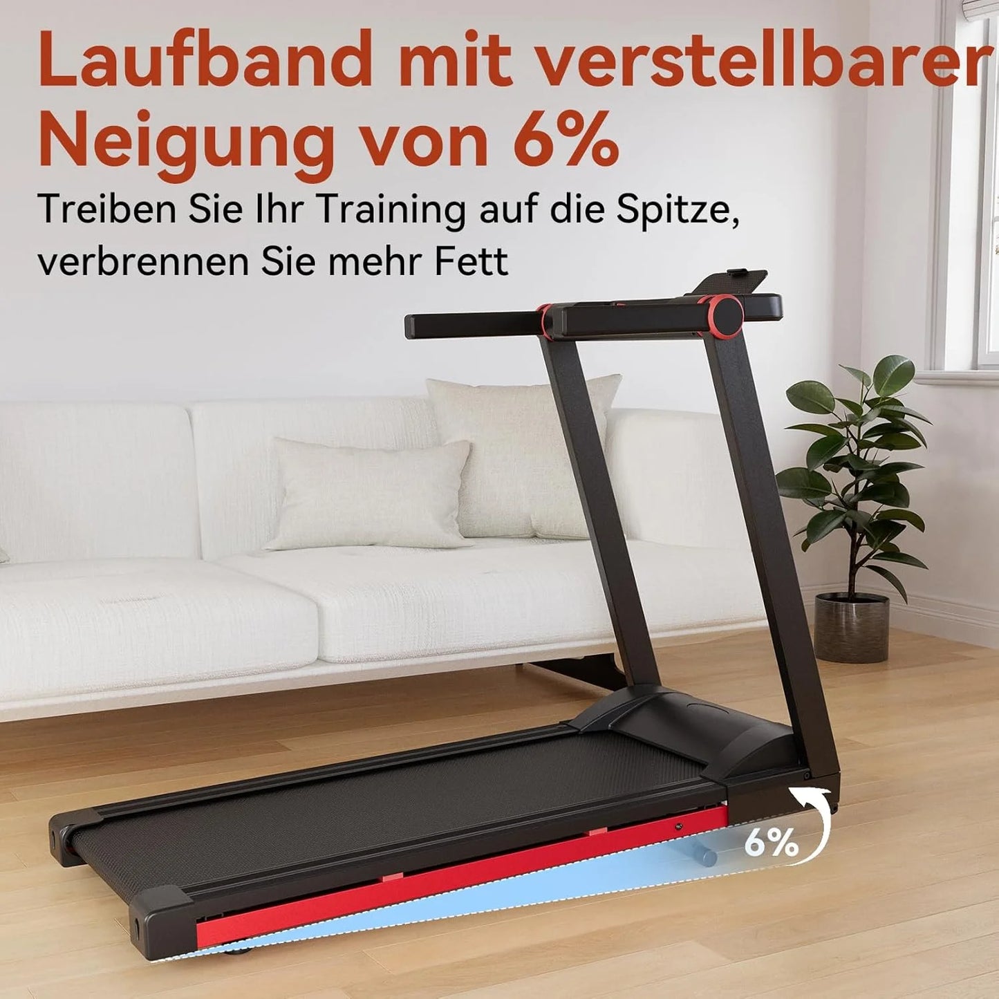 None 3.5HP Foldable Treadmill With Six Percent Incline 10MPH Office