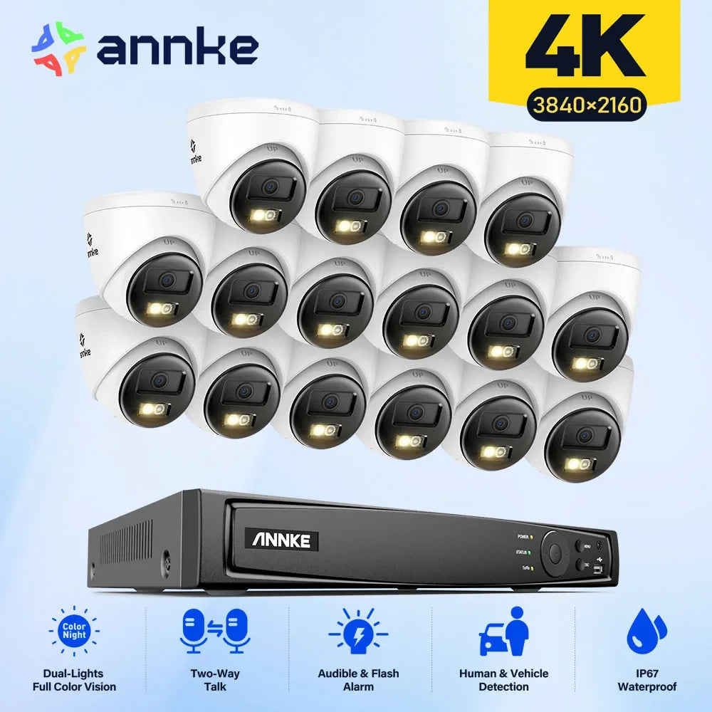 ANNKE 16 Channel 4K CCTV Surveillance Kit With Two Way Audio POE Outdoor
