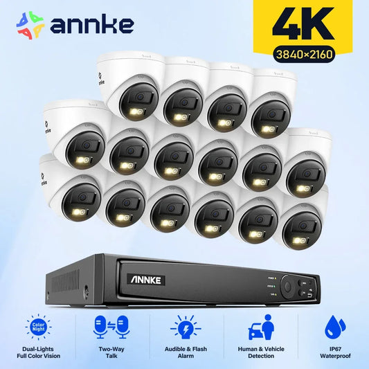 ANNKE 16 Channel 4K CCTV Surveillance Kit With Two Way Audio POE Outdoor