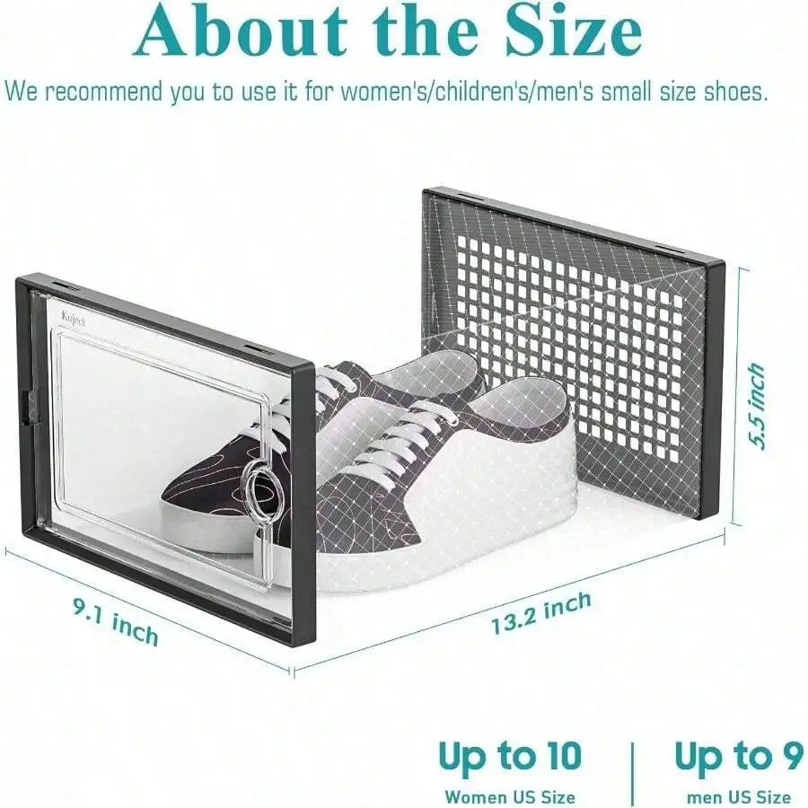 Stackable Shoe Storage Box With Front Opening Lid