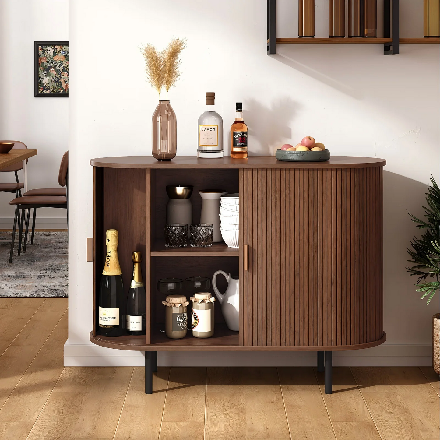 ONBRILL Sideboard Buffet Cabinet With Sliding Door Adjustable Shelf
