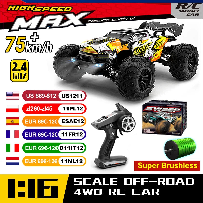 WLtoys 16101 Pro 4WD RC Car With Bright LED Lights
