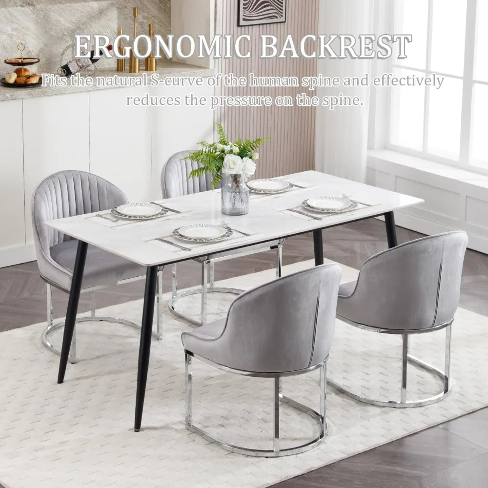 Modern Upholstered Dining Chairs Set Of 4 With Metal Legs