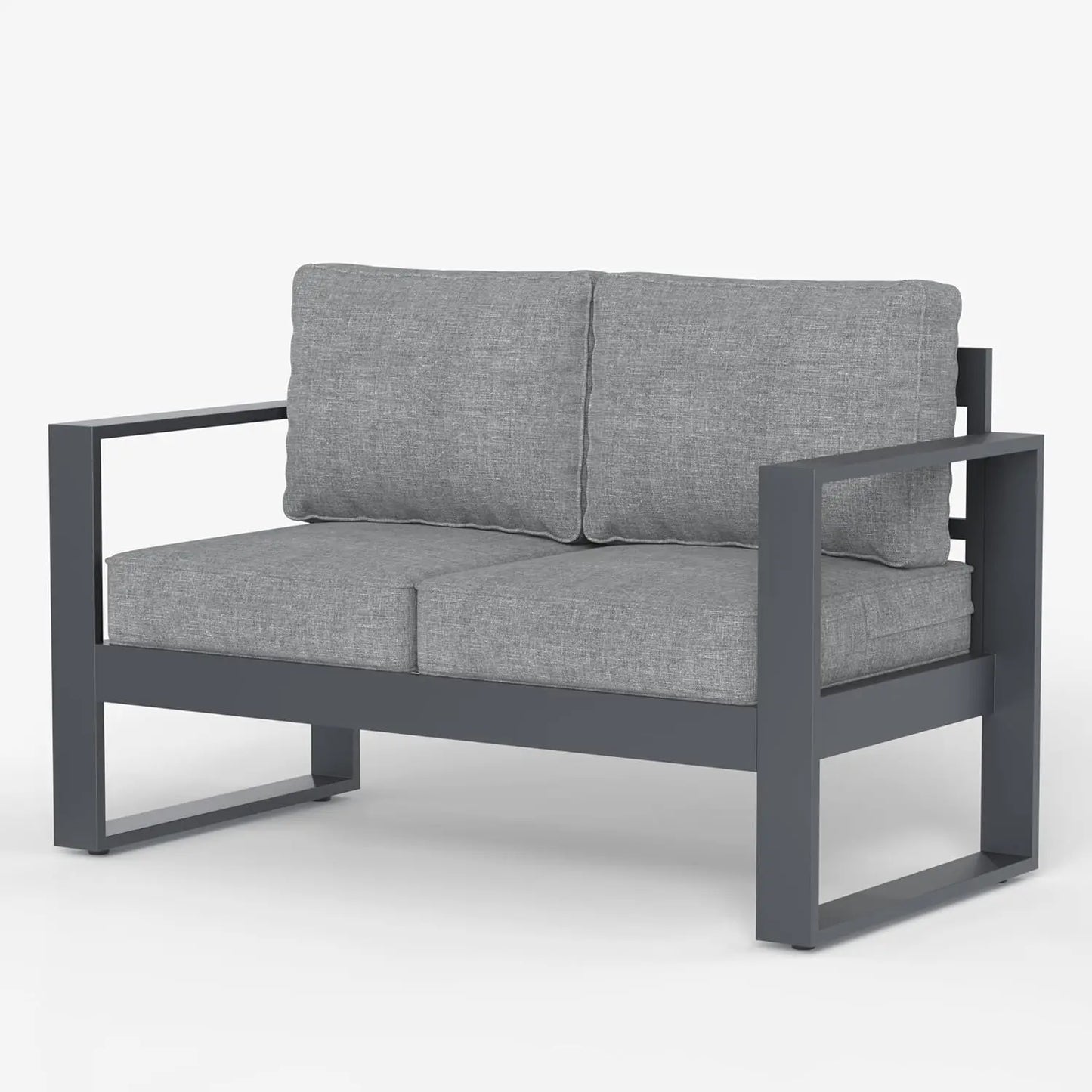 Outdoor Patio Aluminum Armchair Set Of 2 With Washable Cushions