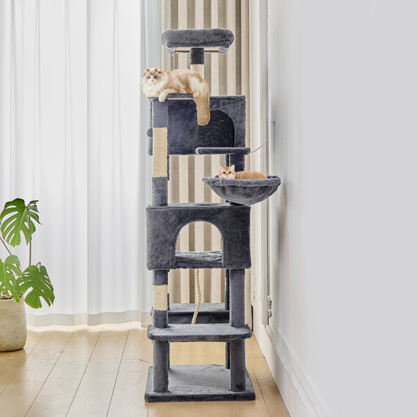 JHK Cat Tree Tower With Condo And Sisal Posts For Indoor Cats