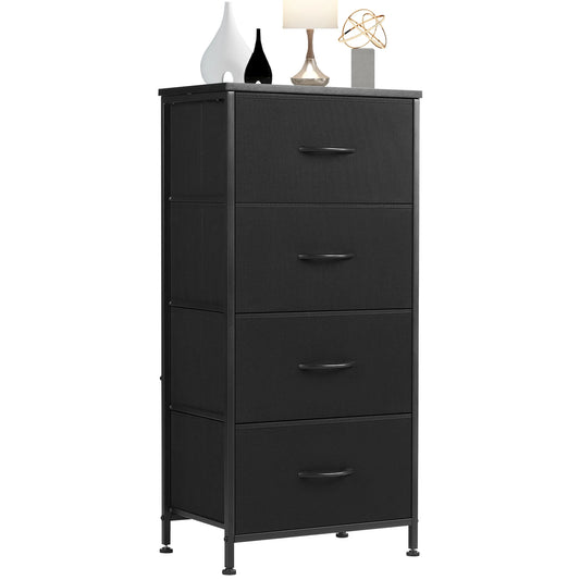 JHK Dresser With 4 Fabric Drawers Nightstand Wardrobe Steel Frame